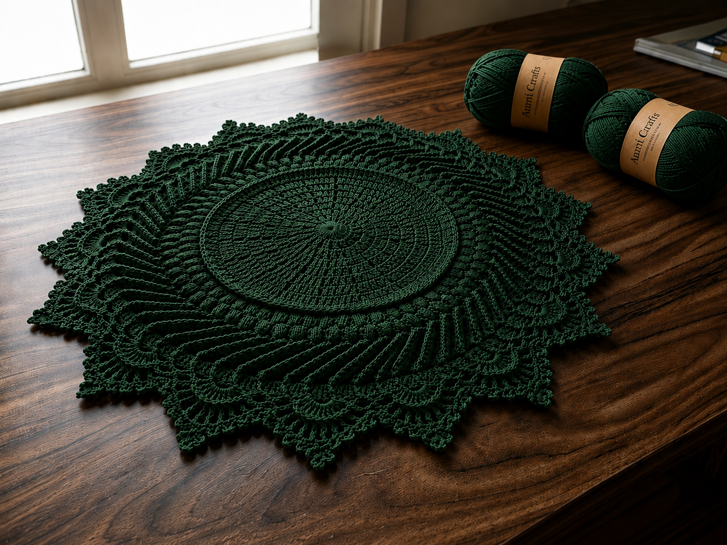 Handmade Crochet Lace Table Mat / Center Table Doily - Image 2