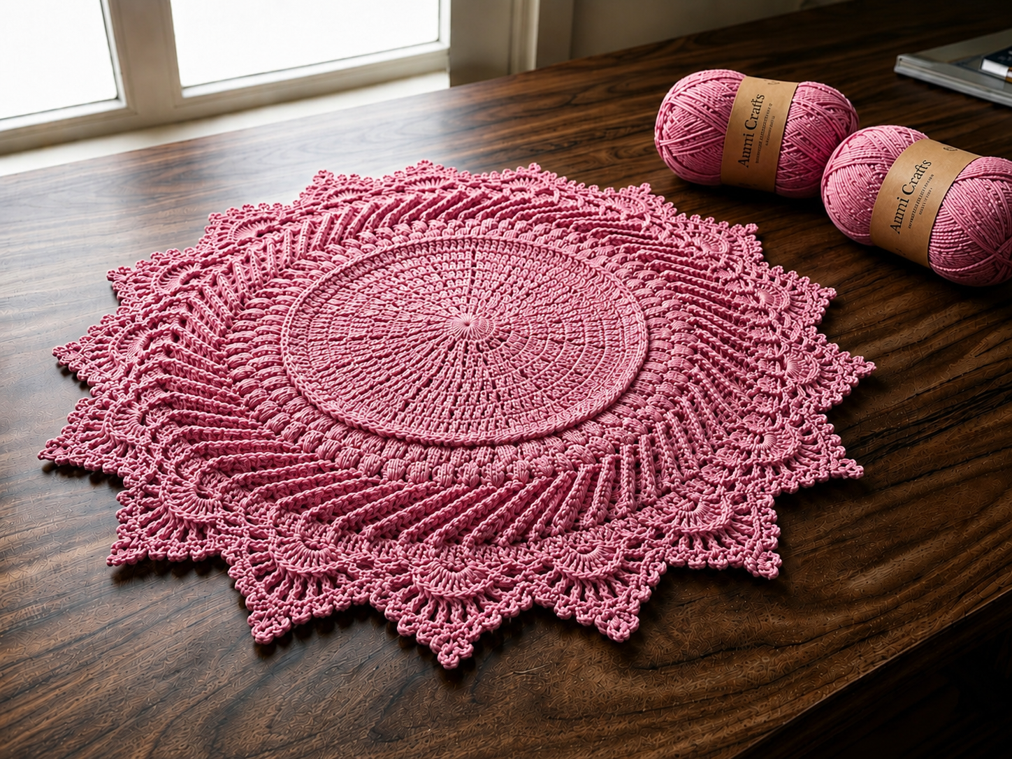 Handmade Crochet Lace Table Mat / Center Table Doily - Image 4