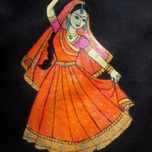 Black dancing doll hand painted cotton kurti.