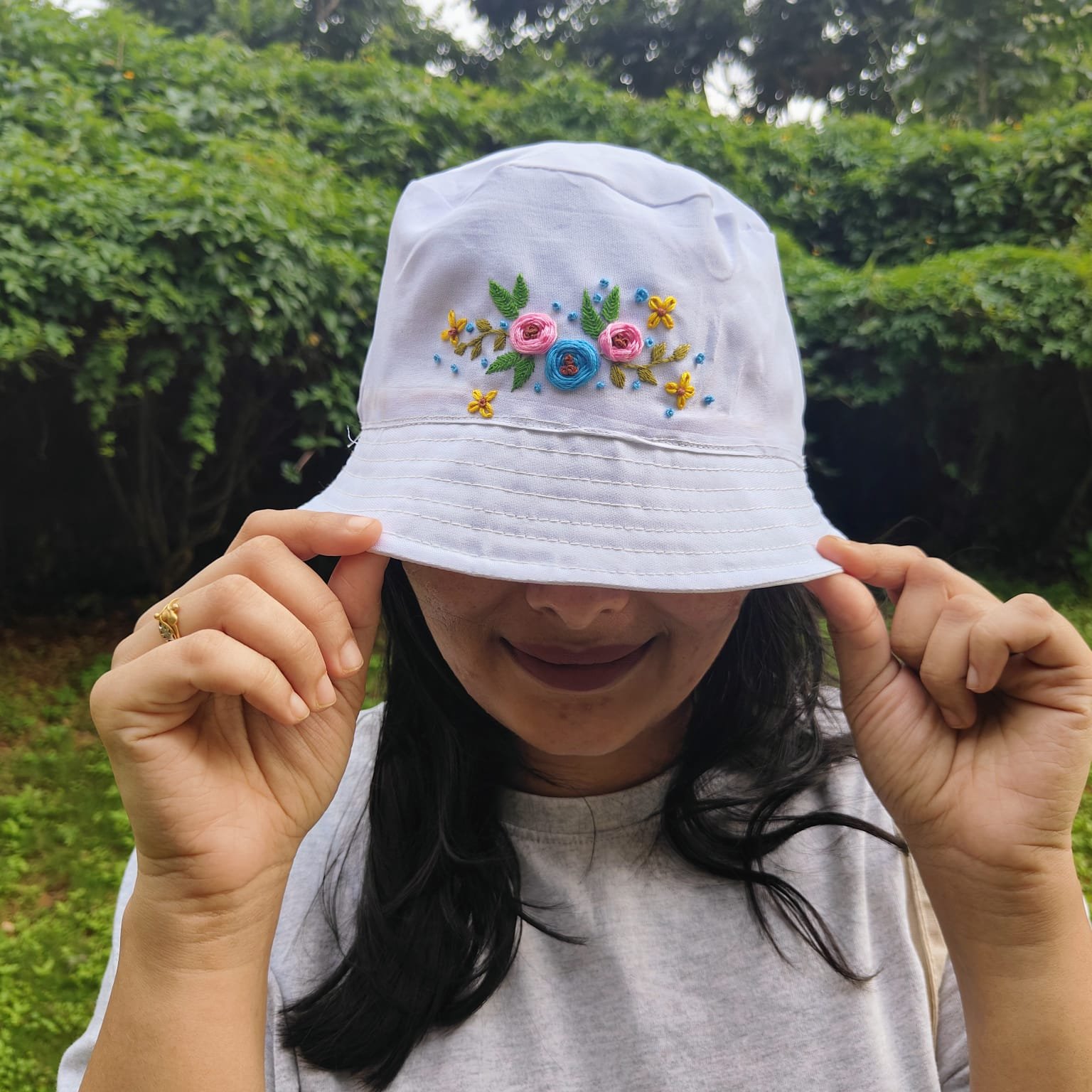 Hand-Embroidered Bucket Hat