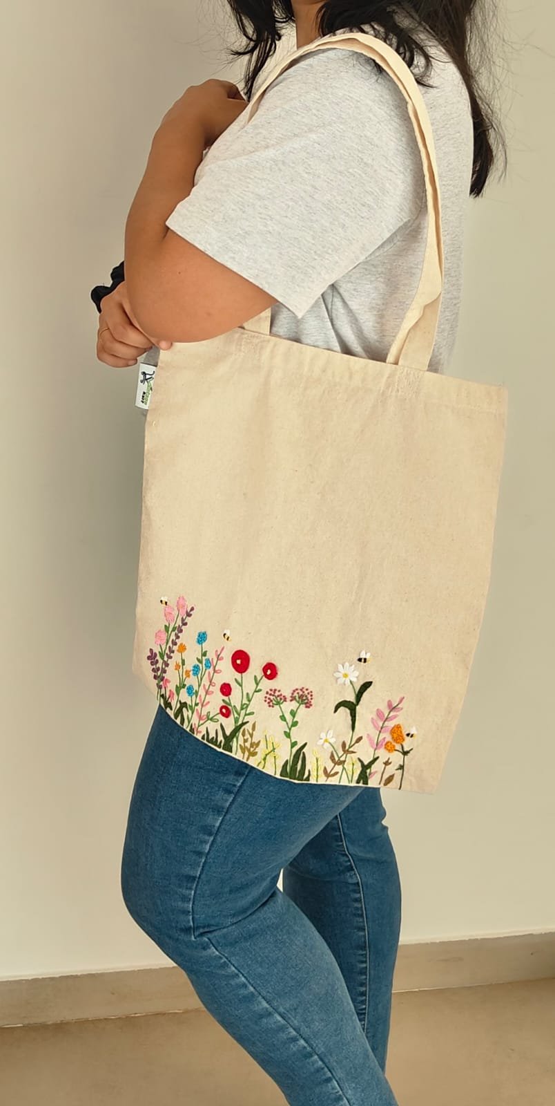 Hand-Embroidered Tote Bag - Image 3