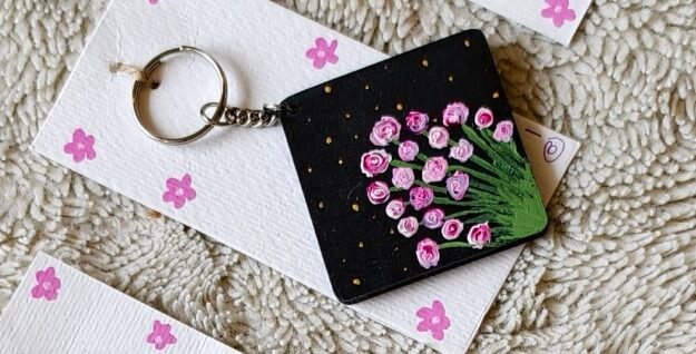 Hand-Painted MDF Keychain
